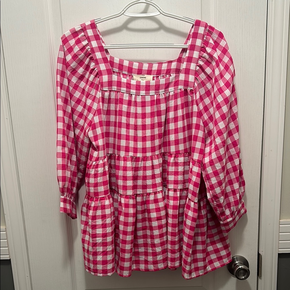 Pink Checkered Women's Top